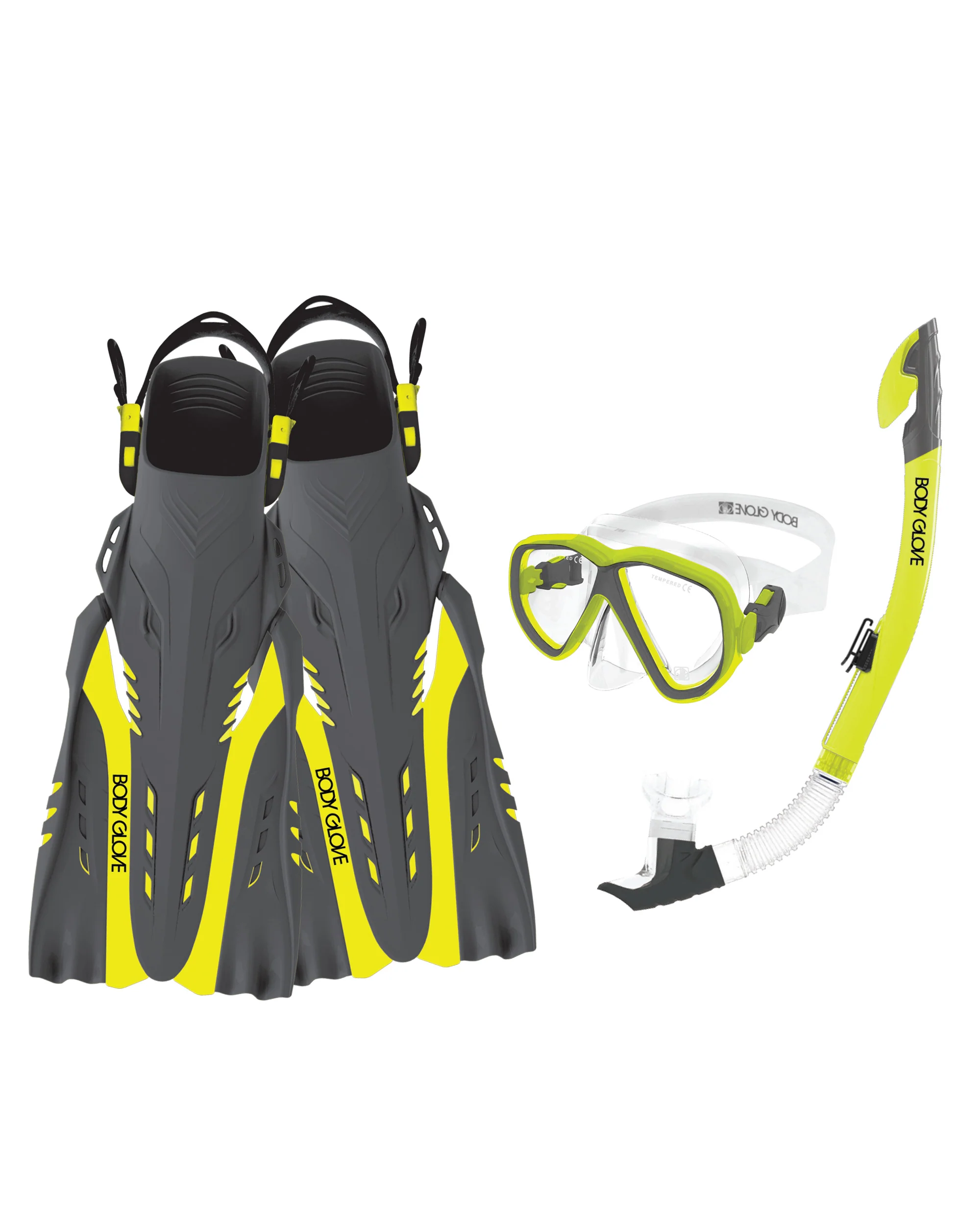 Azores Mask/Snorkel/Fin Snorkeling Set - Citron/Grey - Image 4