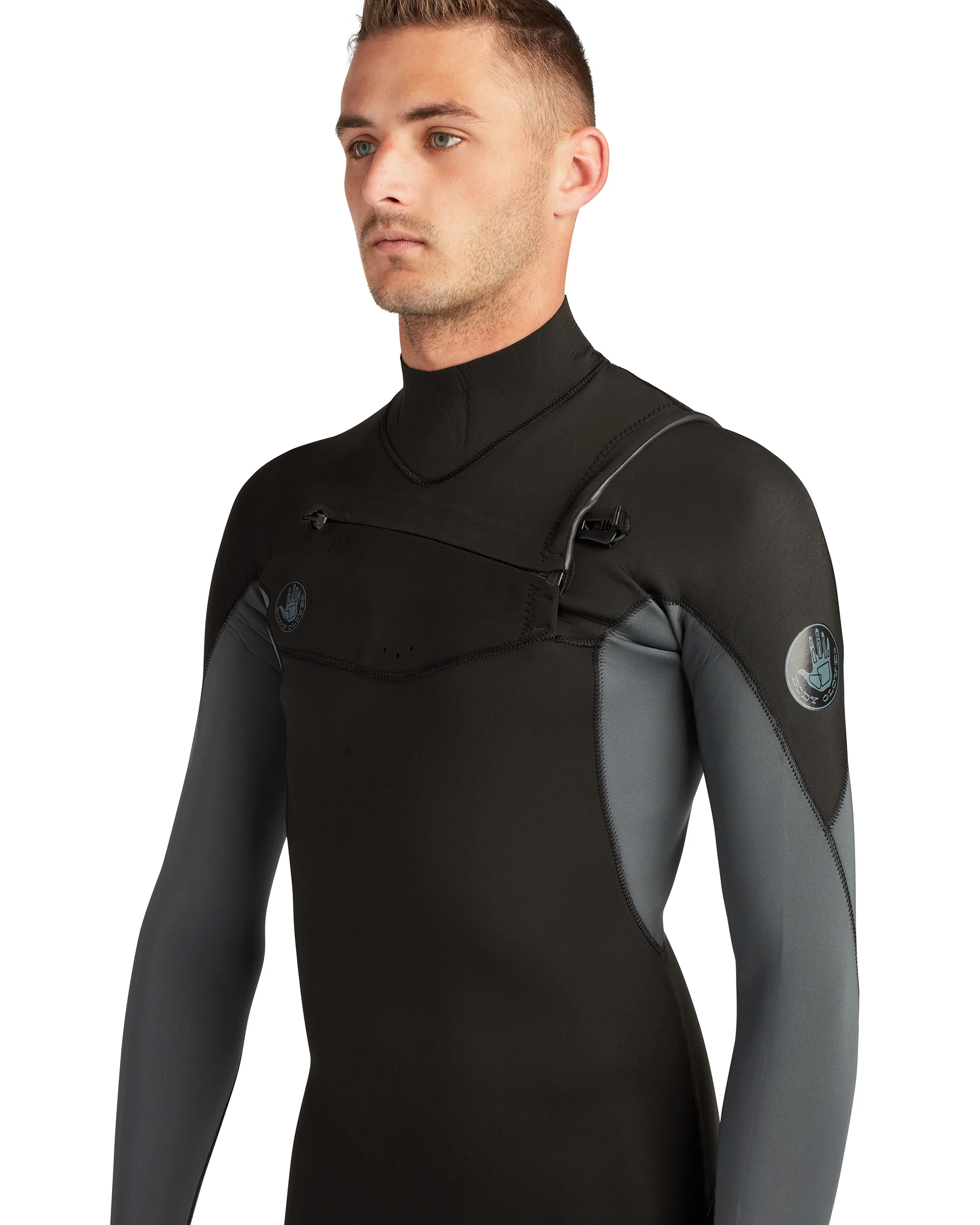 Phoenix 3/2mm Men's Chest-Zip Fullsuit - Black/Charcoal - Image 4