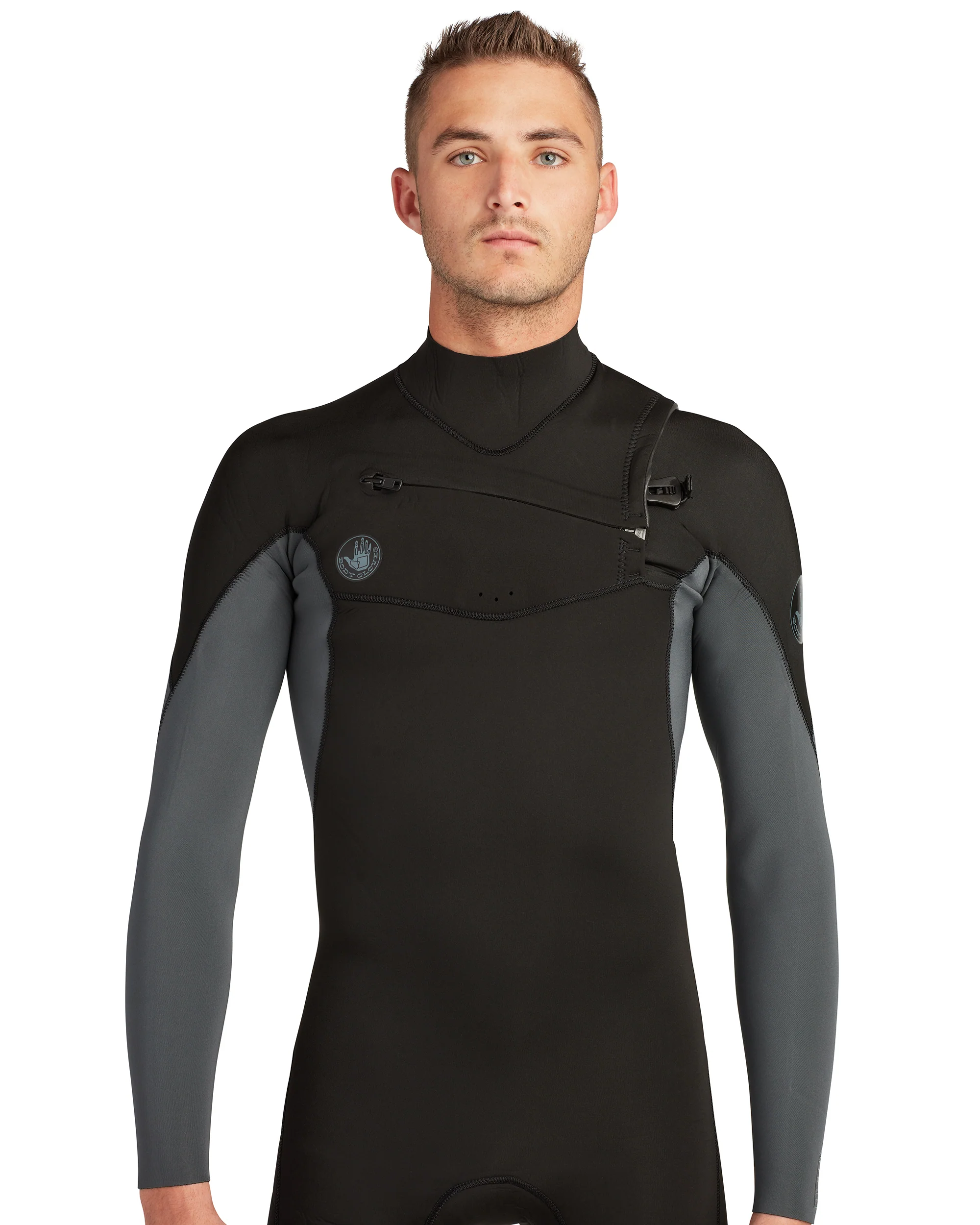 Phoenix 3/2mm Men's Chest-Zip Fullsuit - Black/Charcoal - Image 5