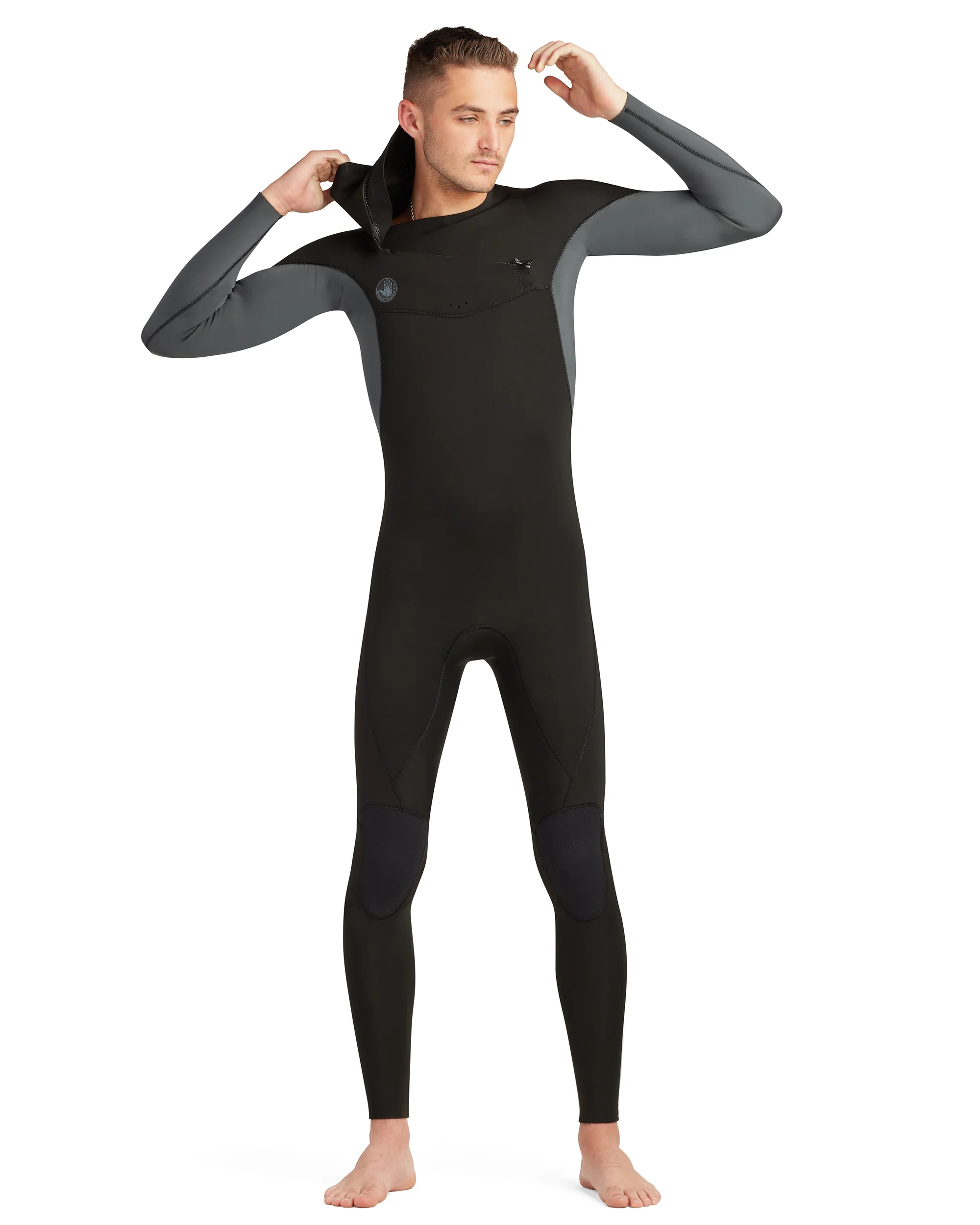 Phoenix 3/2mm Men's Chest-Zip Fullsuit - Black/Charcoal - Image 6