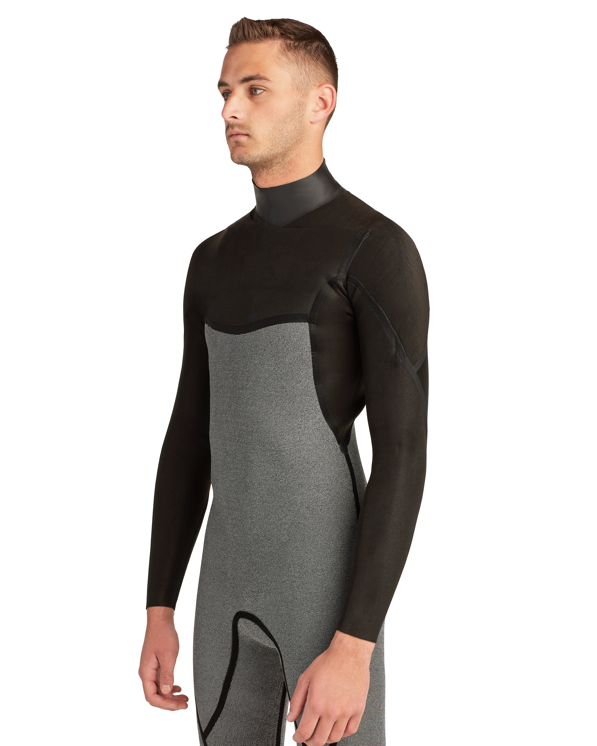 Phoenix 3/2mm Men's Chest-Zip Fullsuit - Black/Charcoal - Image 9