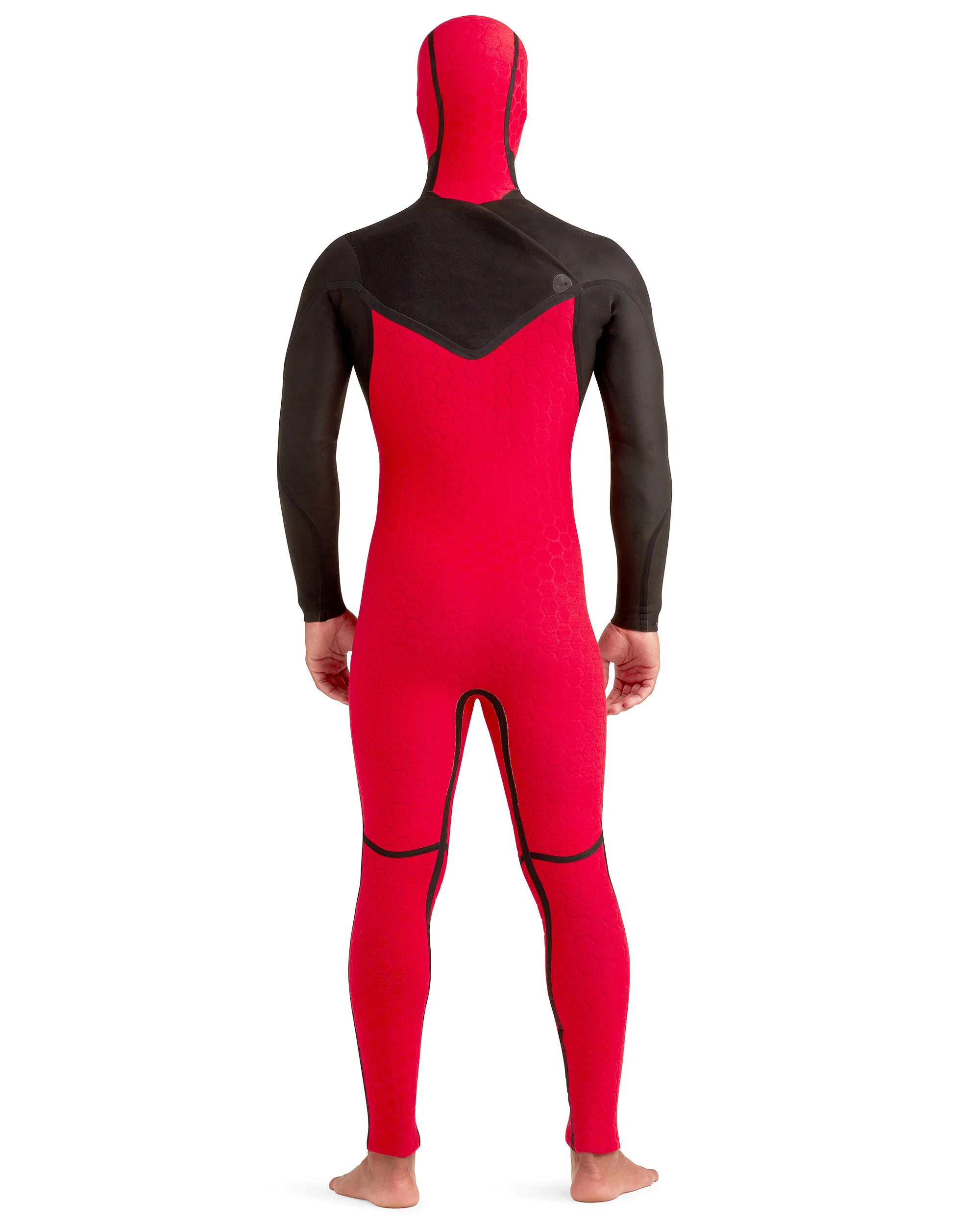 Red Cell 5/4/3mm Men's Chest-Zip Hooded Fullsuit - Black - Image 16