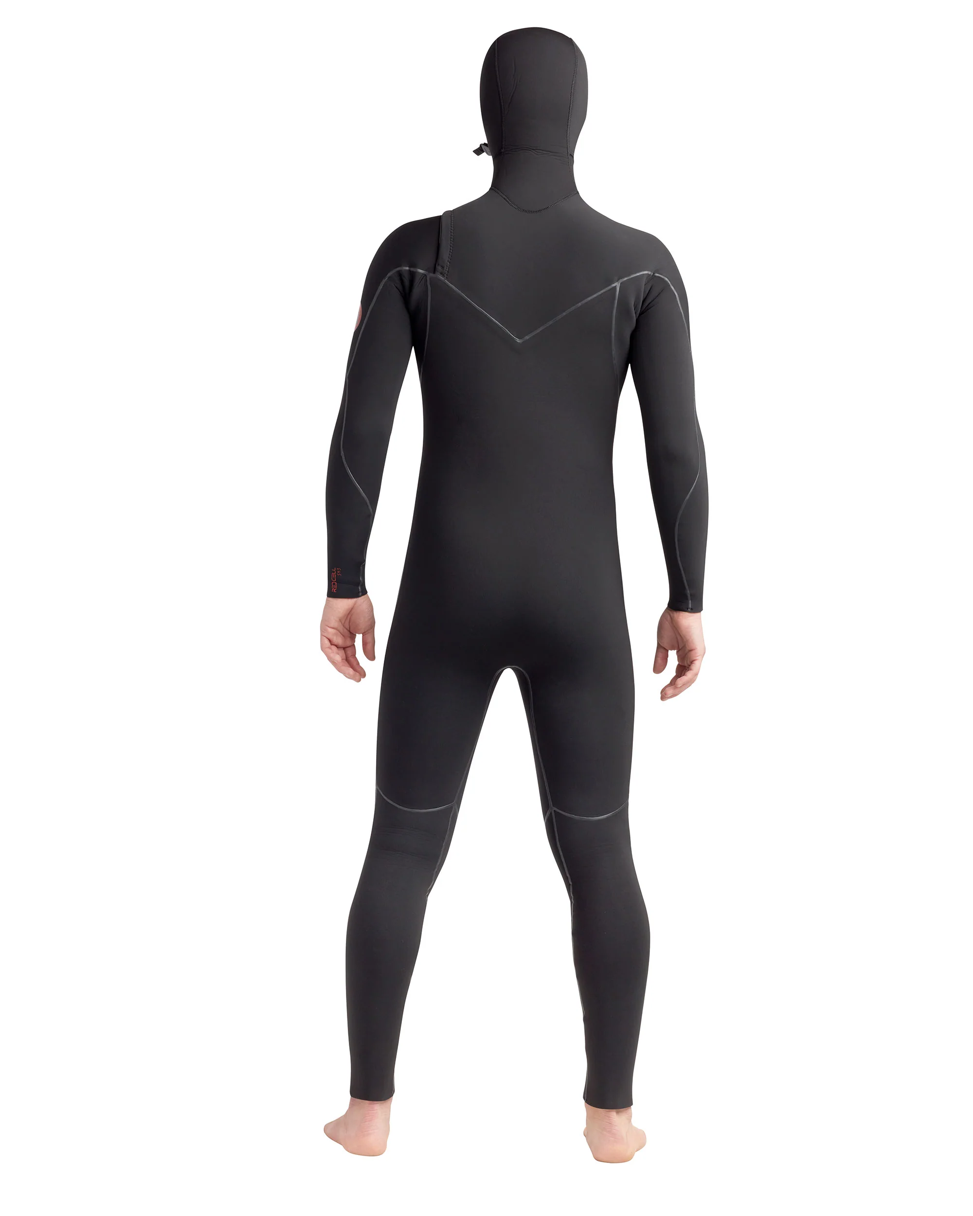 Red Cell 5/4/3mm Men's Chest-Zip Hooded Fullsuit - Black - Image 6