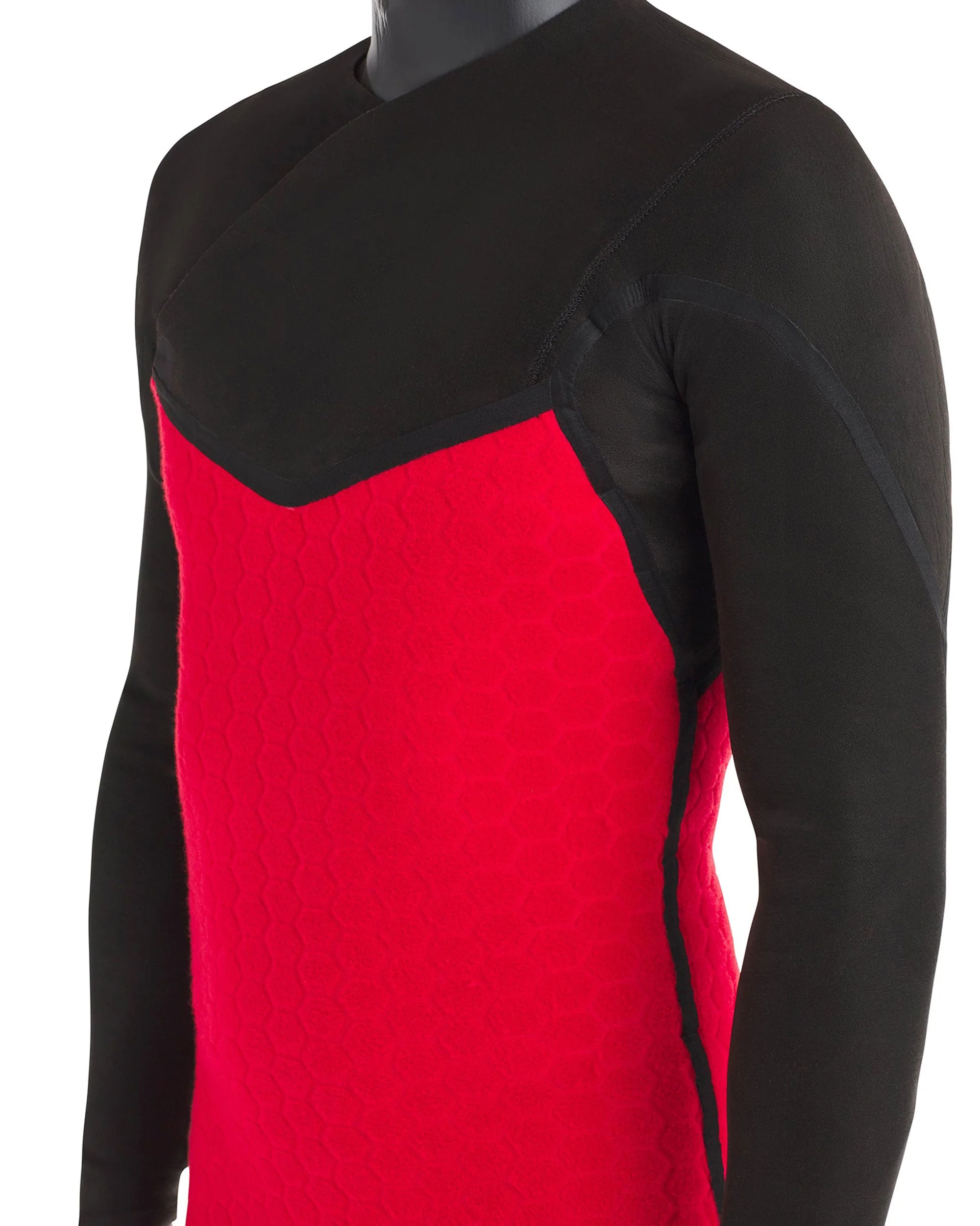 Red Cell 4/3mm Men's Chest-Zip Hooded Fullsuit - Black - Image 11