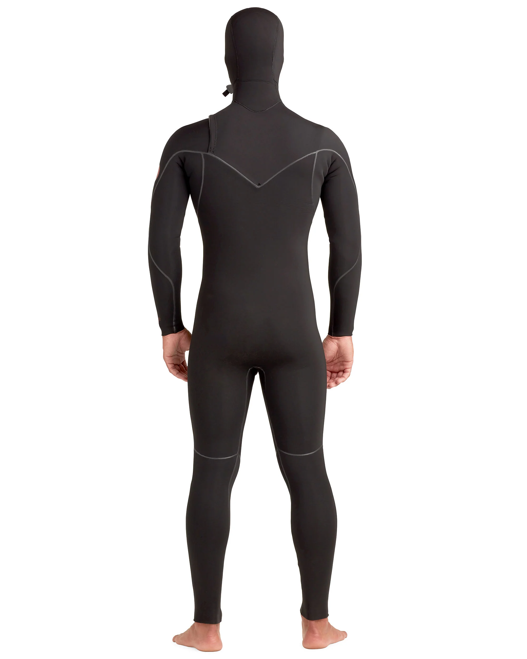 Red Cell 4/3mm Men's Chest-Zip Hooded Fullsuit - Black - Image 4