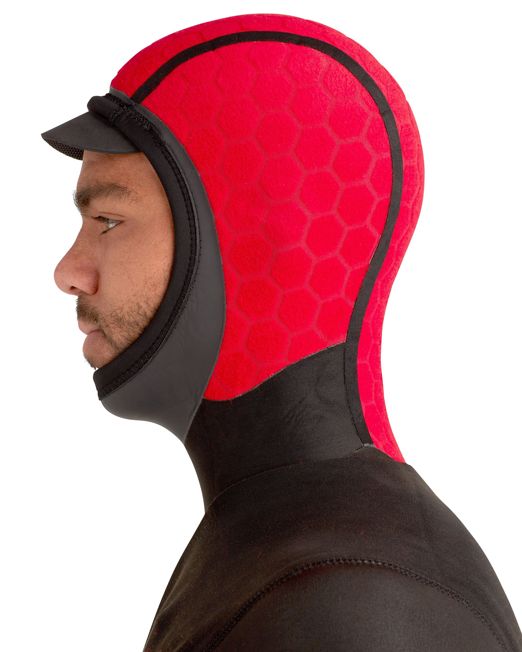 Red Cell 4/3mm Men's Chest-Zip Hooded Fullsuit - Black - Image 6