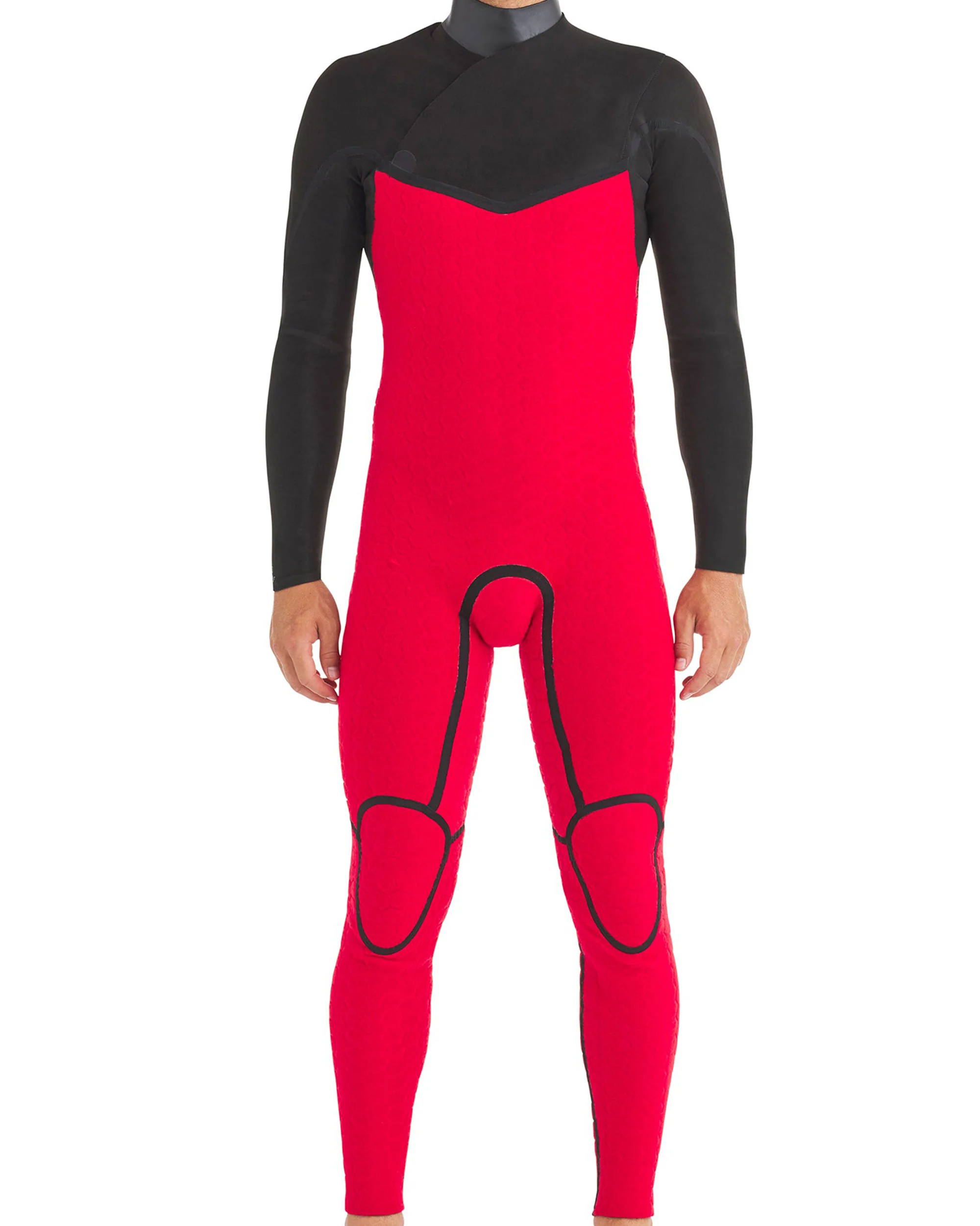 Red Cell 3/2mm Men's Chest-Zip Fullsuit - Black - Image 3