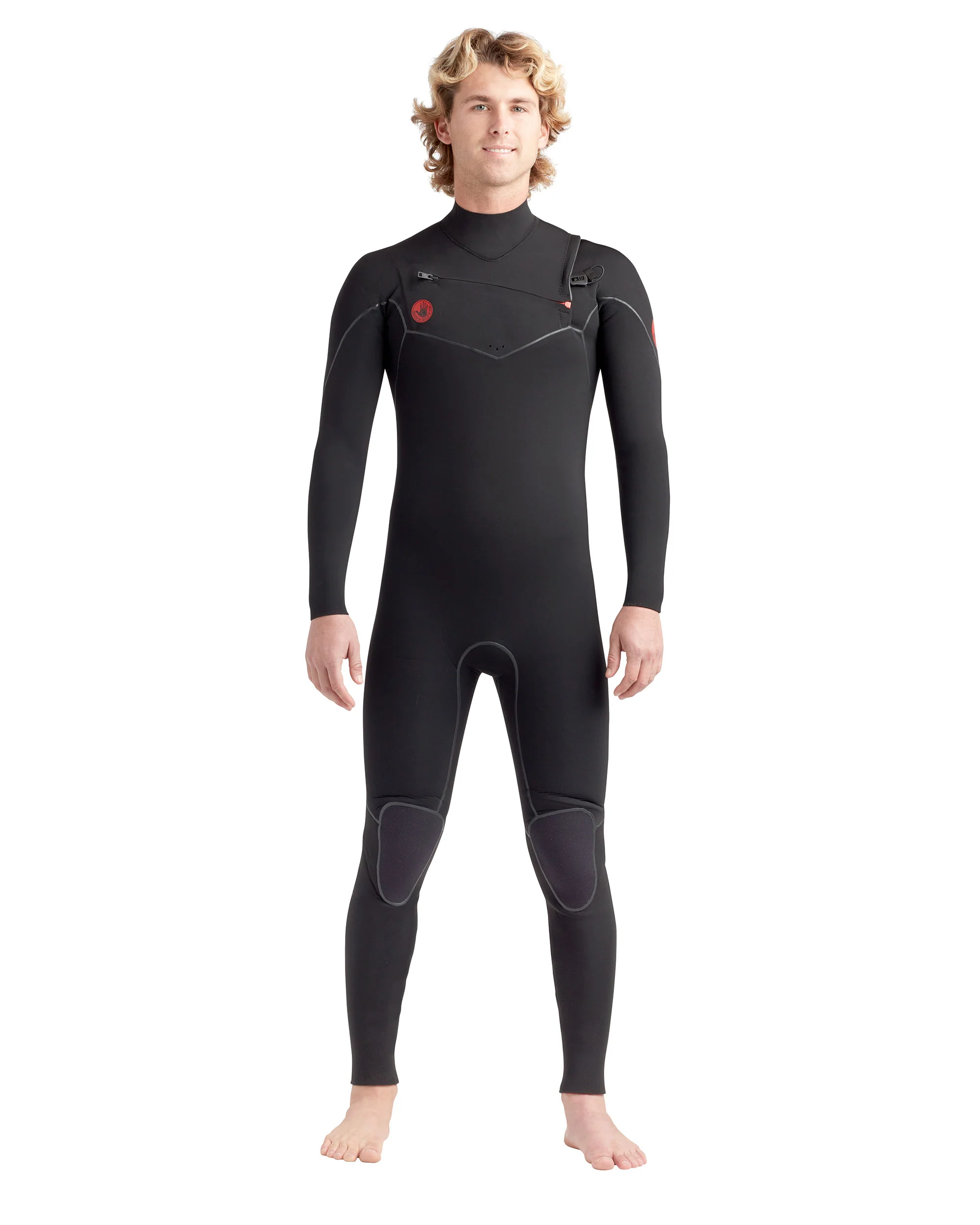 Red Cell 4/3mm Men's Chest-Zip Fullsuit - Black - Image 6