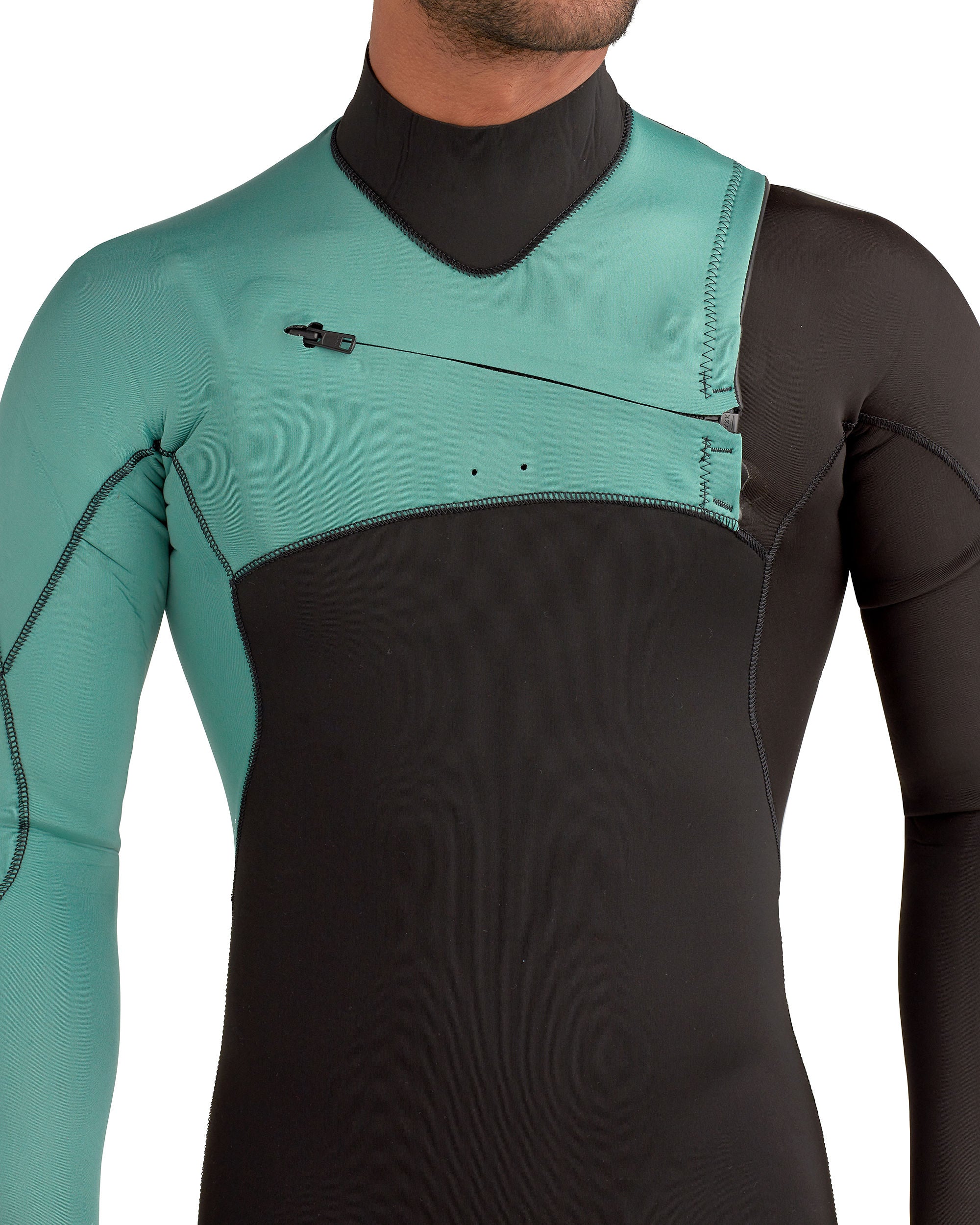 Variant 3/2mm Men's Chest-Zip Fullsuit - Black/Green - Image 10