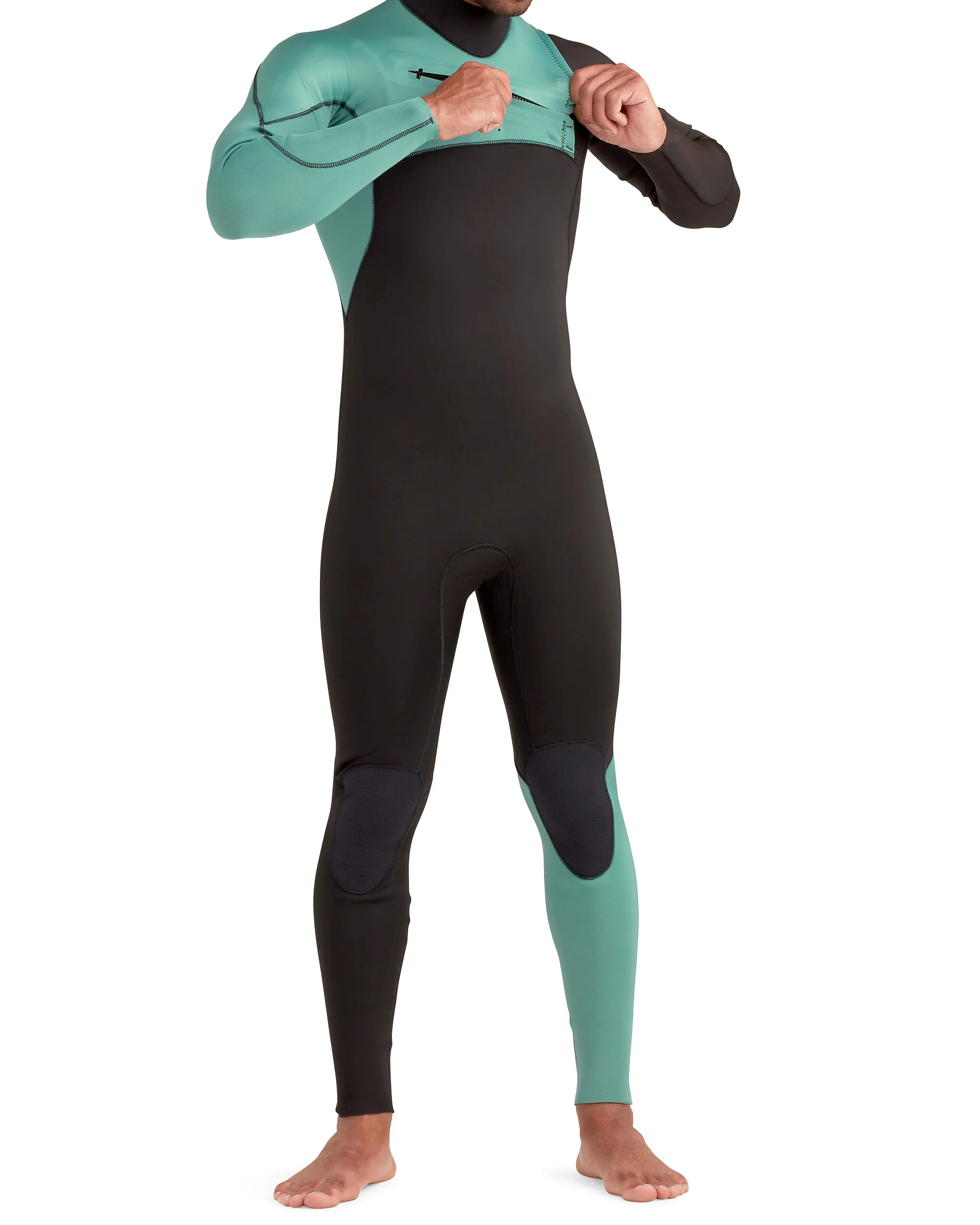 Variant 3/2mm Men's Chest-Zip Fullsuit - Black/Green - Image 9