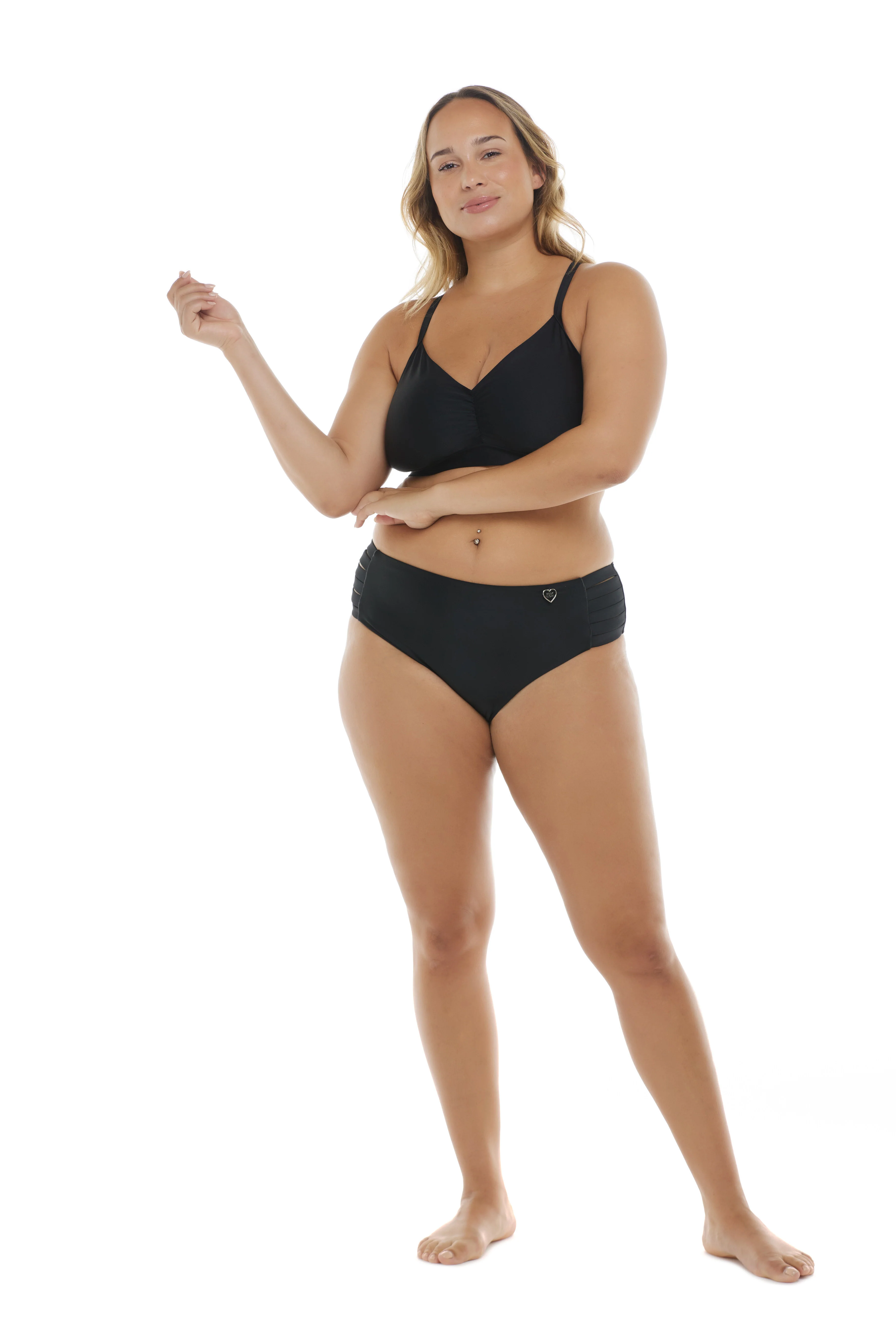 Smoothies Retro Plus Size Swim Bottom - Black - Image 3