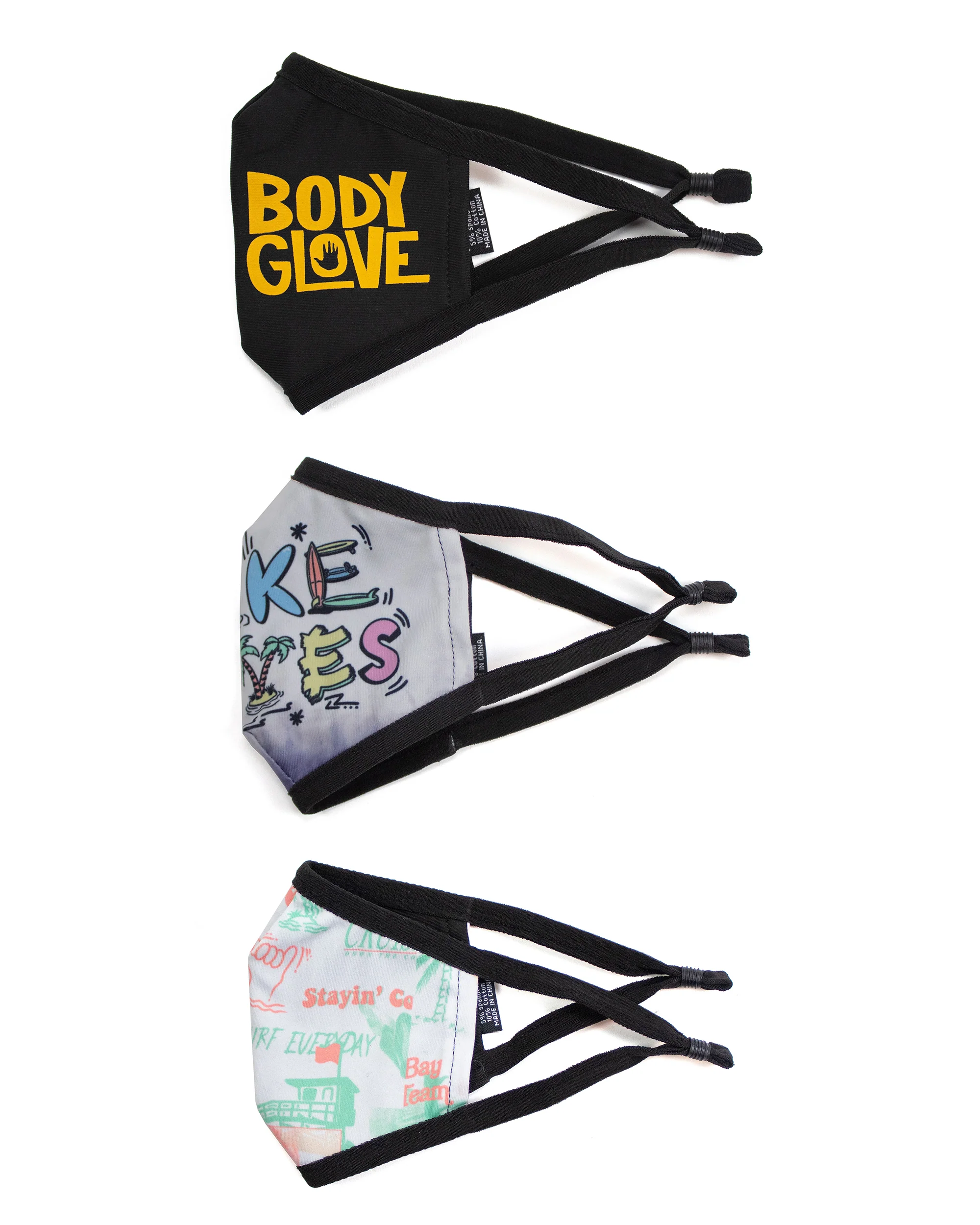 Kids' 3-Piece Face Mask Set - Logo, Make Waves, Surf Print - Image 2
