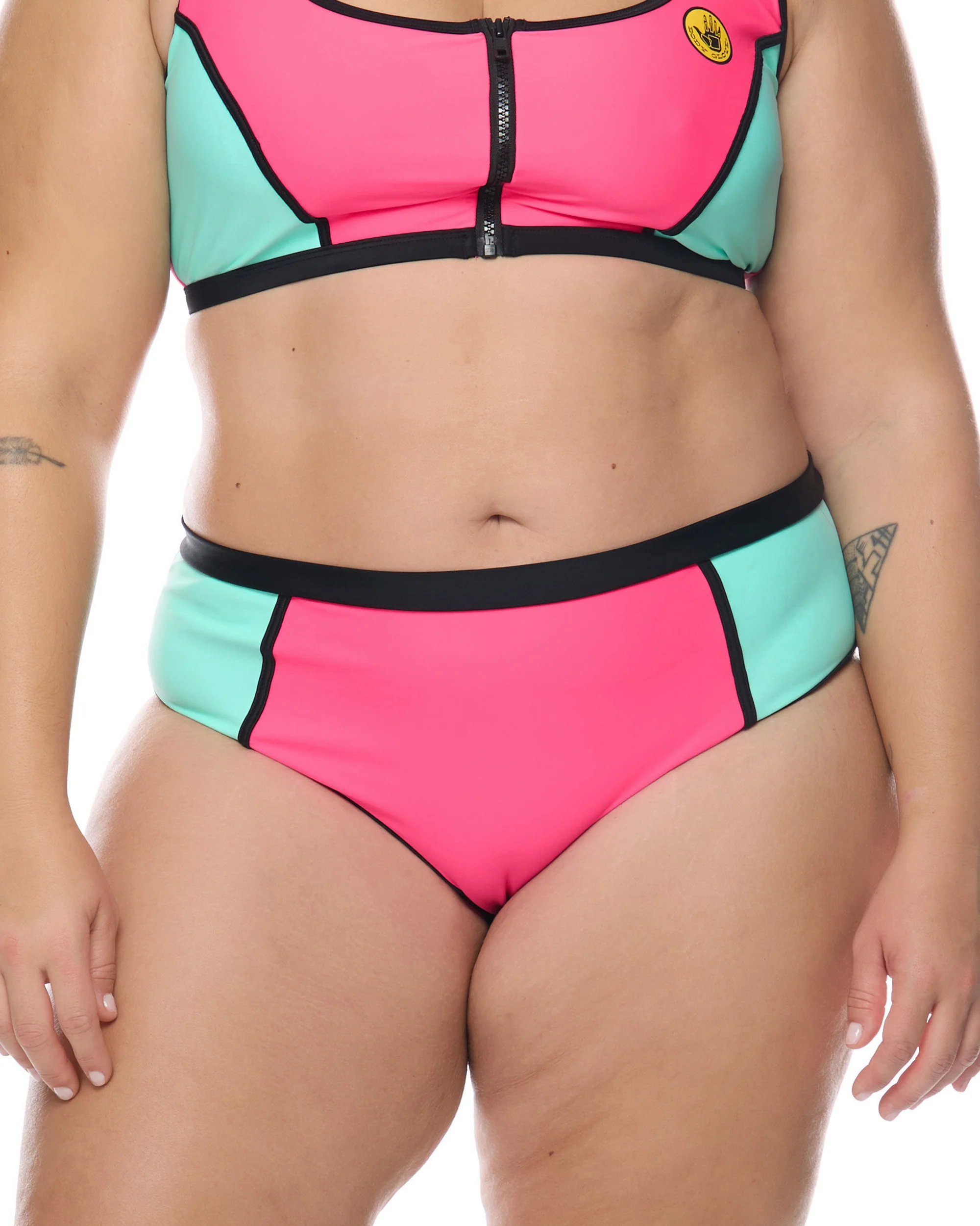 Groove High Tide Plus Size Swim Bottom - Groove / Bubble Gum