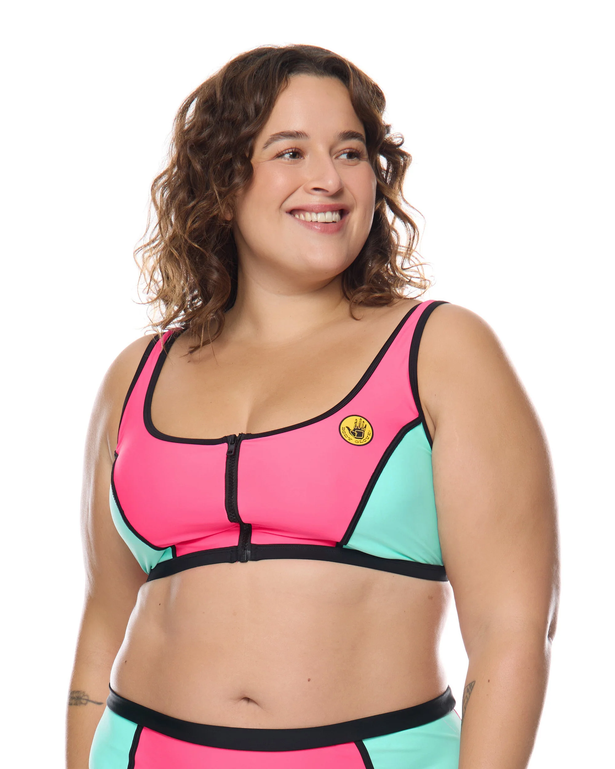 Groove You Spin Me Plus Size Crop Top - Groove / Bubble Gum - Image 3