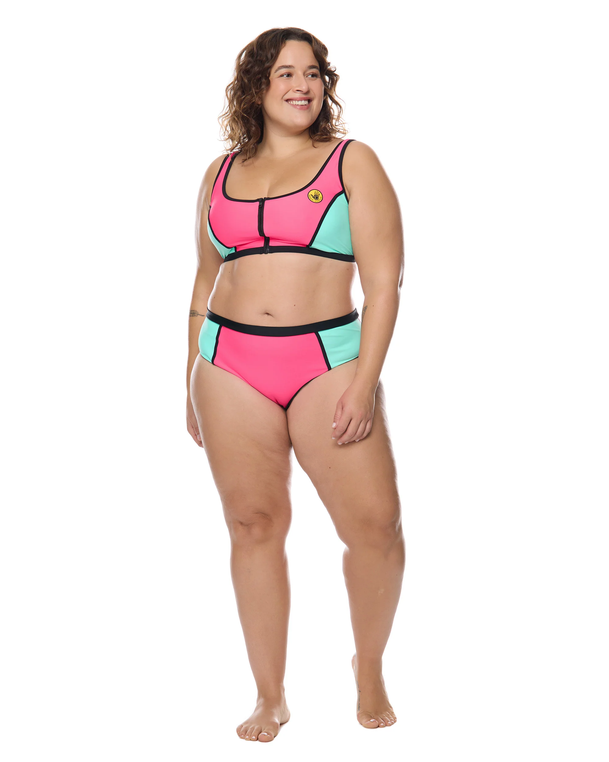 Groove You Spin Me Plus Size Crop Top - Groove / Bubble Gum - Image 4