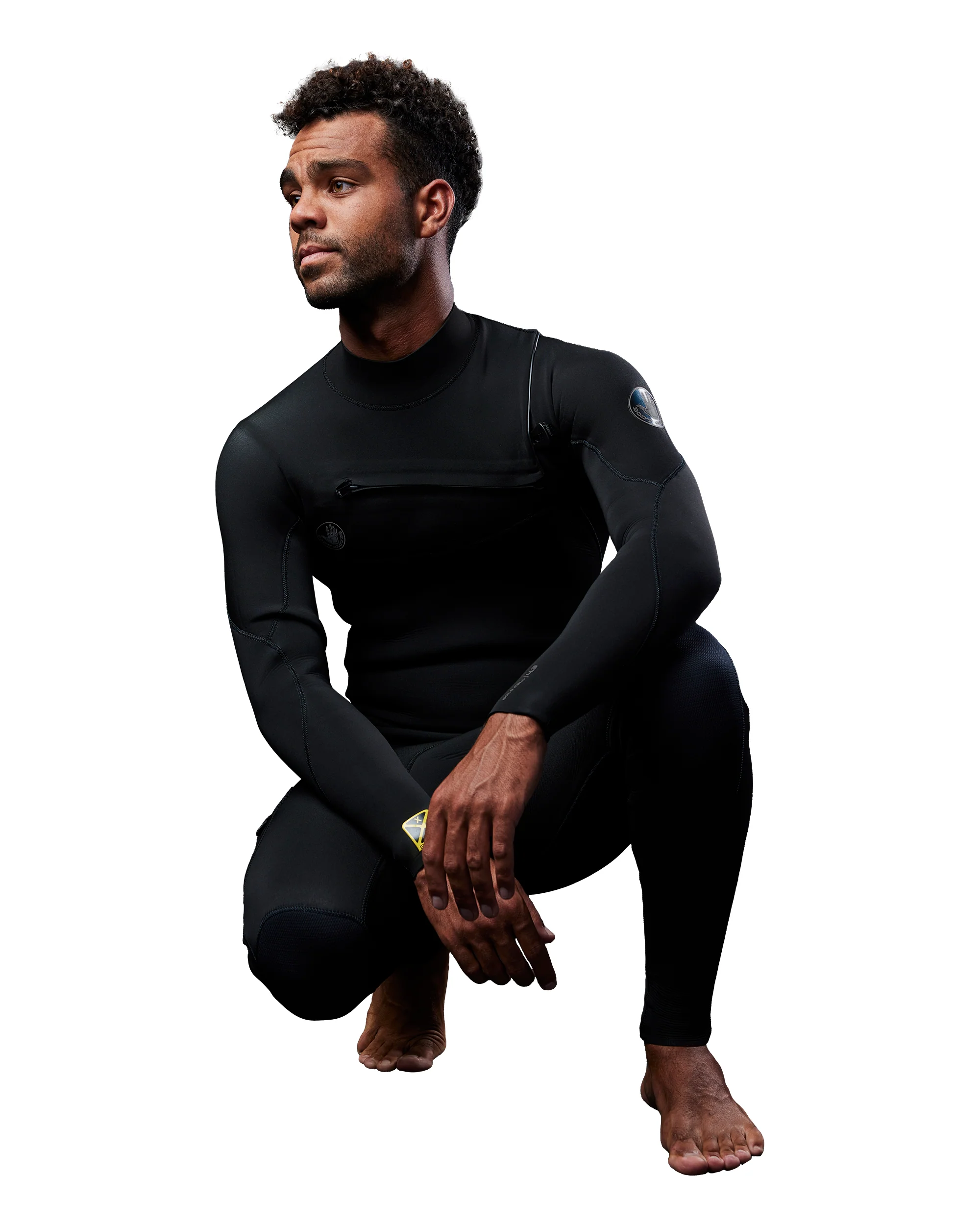 Men's Gold Cell 3/2mm Slant Zip Fullsuit - Black - Image 6