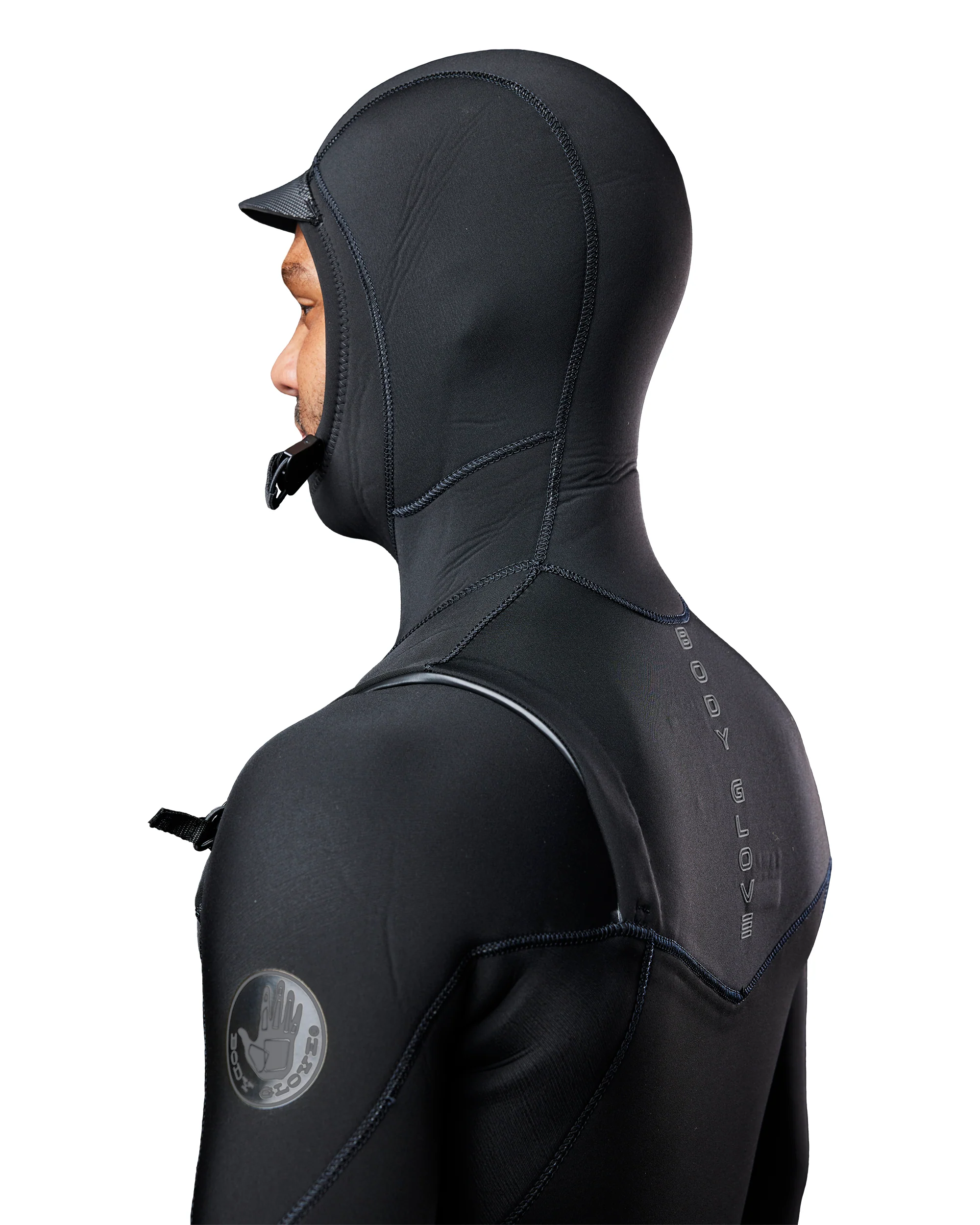 Men's Gold Cell Hooded Chest Zip 4/3mm Fullsuit - Black - Image 5