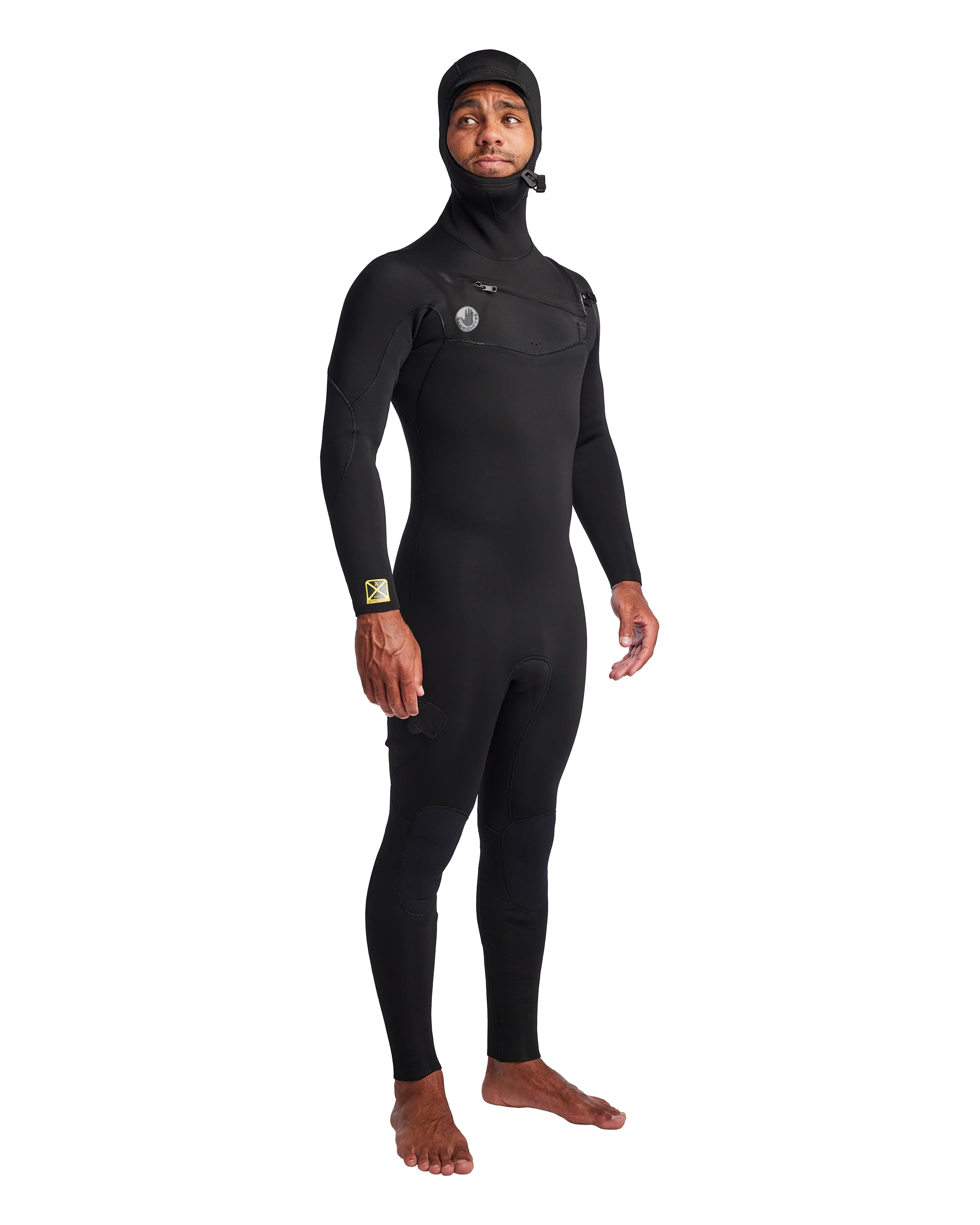 Men's Gold Cell Hooded Chest Zip 5/4/3mm Fullsuit - Black - Image 3