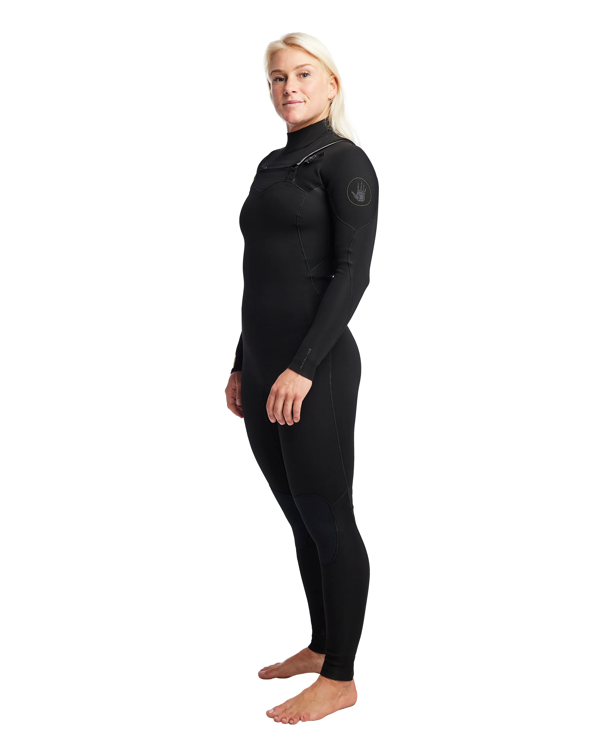 Women's Gold Cell 4/3mm Chest Zip Fullsuit - Black - Image 3